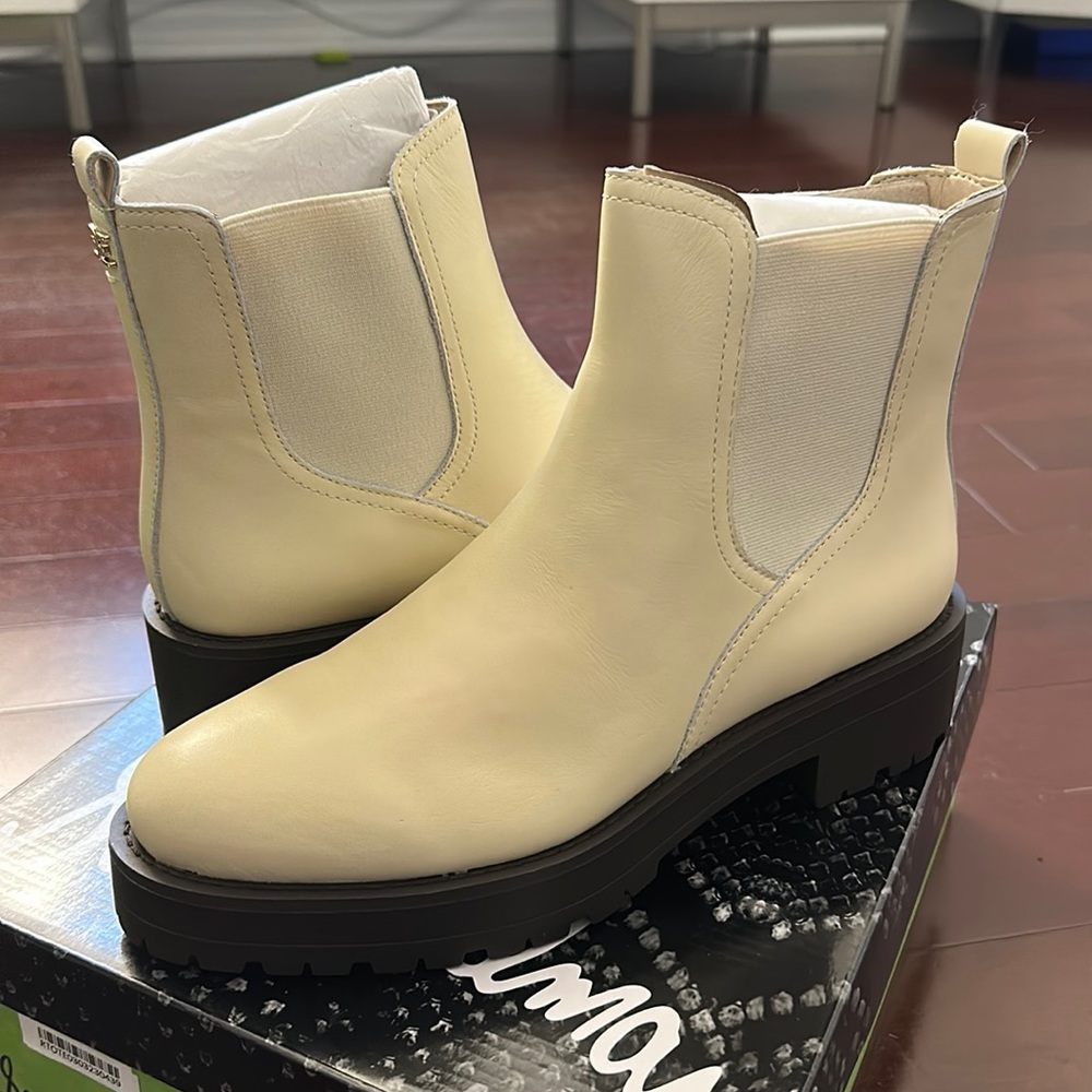 Sam Edelman Judah heel leather Chelsea boot ivory